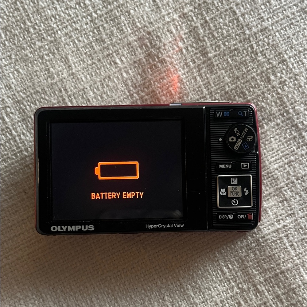 Olympus Red Digital Camera with Accessories - Picture 8 of 15